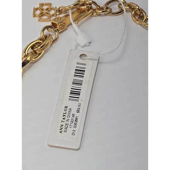 Ann Taylor Vintage Matte Gold and Black Leather Link Chain Necklace Quality 19” - Picture 6 of 16